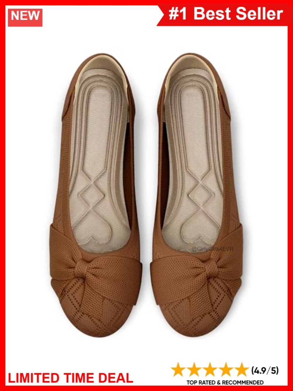 HARENCE Women's Slip-On Ballet Flats Knit Upper Cushioned Comfort Casual Walking